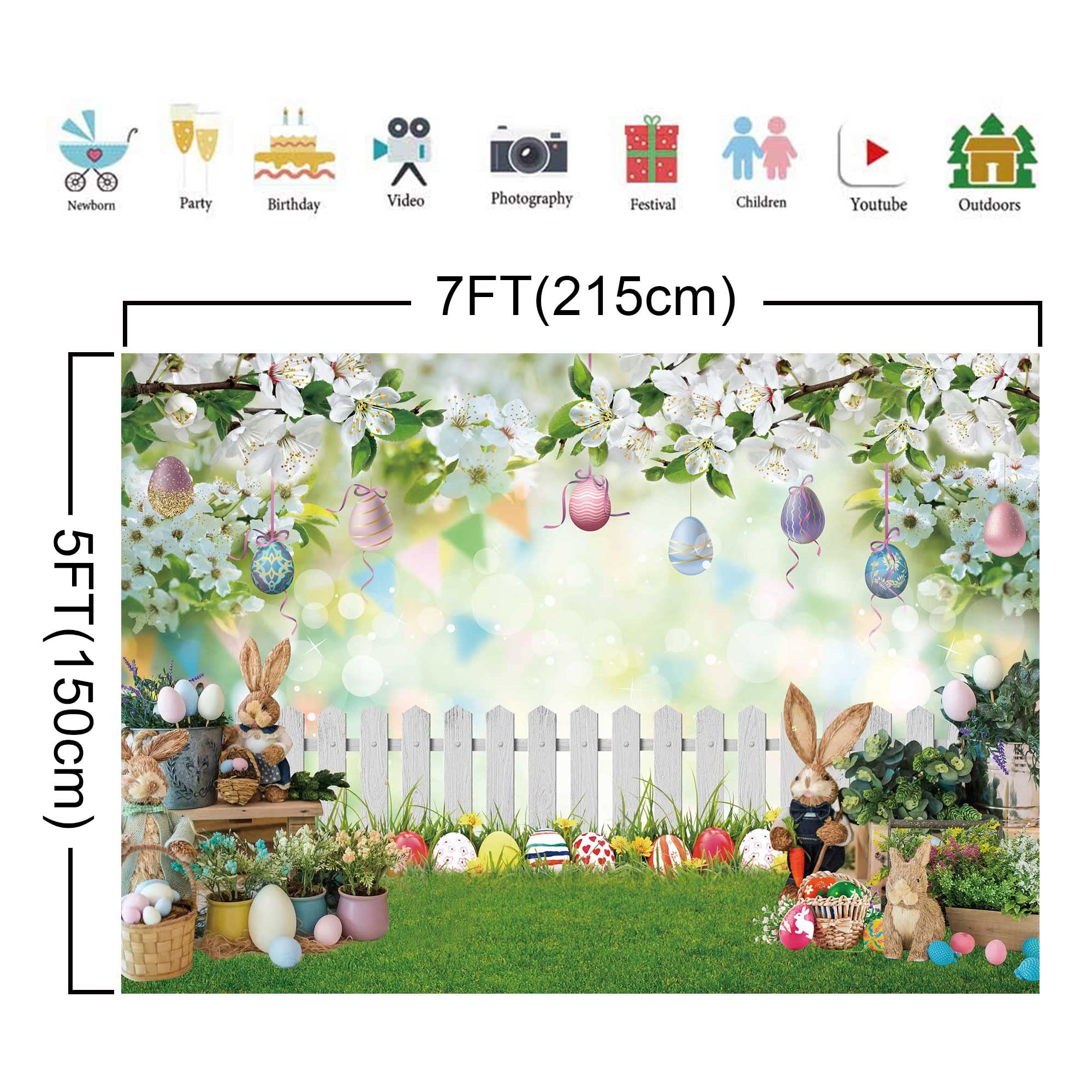 Amazon.co.jp: Negeek 7x5フィート イースター背景 春 緑の草 フラワー